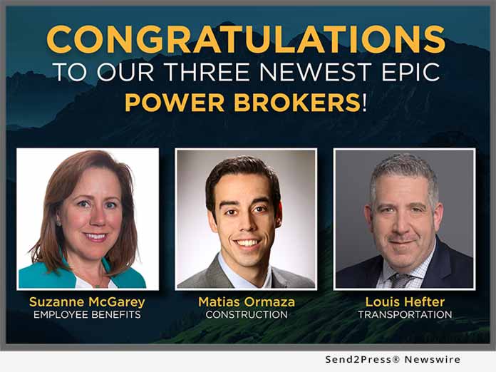 NEWS: Suzanne McGarey, Matias Ormaza and Louis Hefter of EPIC Honored as Risk & Insurance Magazine 2018 Power Brokers EPIC 2018 Power Brokers