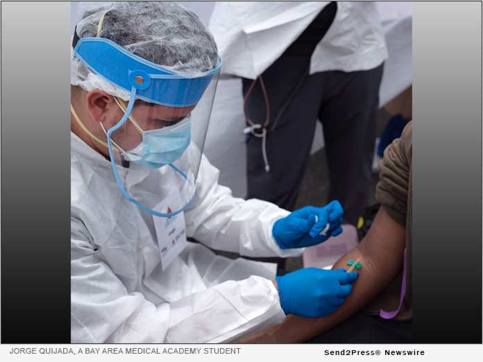 Jorge Quijada, a Bay Area Medical Academy phlebotomy student participated in the COVID testing