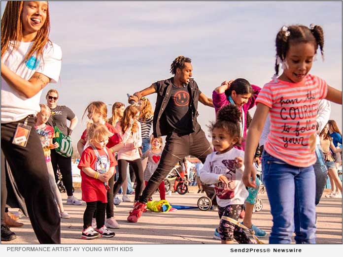 Performance Artist AY Young with Kids