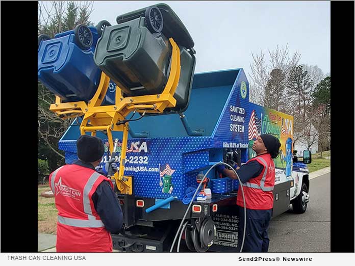 Trash Can Cleaning USA sanitizes trash and recycle cans