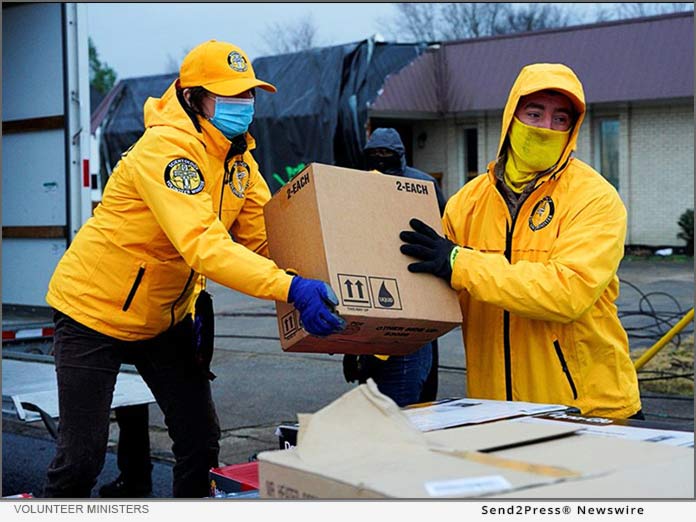 Volunteer Ministers help load truck for disaster relief