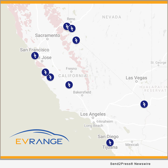 EV RANGE charging stations in CA and NV