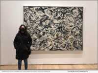 Composer Dana Kaufman with Jackson Pollock's 'Greyed Rainbow'