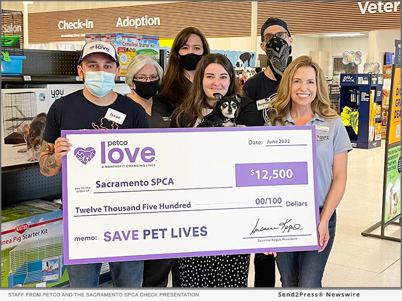 Petco and the Sacramento SPCA check presentation