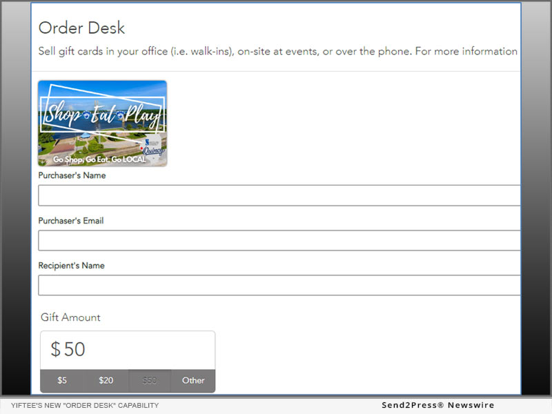 Yiftee's new 'Order Desk' capability allows organizations to easily sell their Community eGift Cards