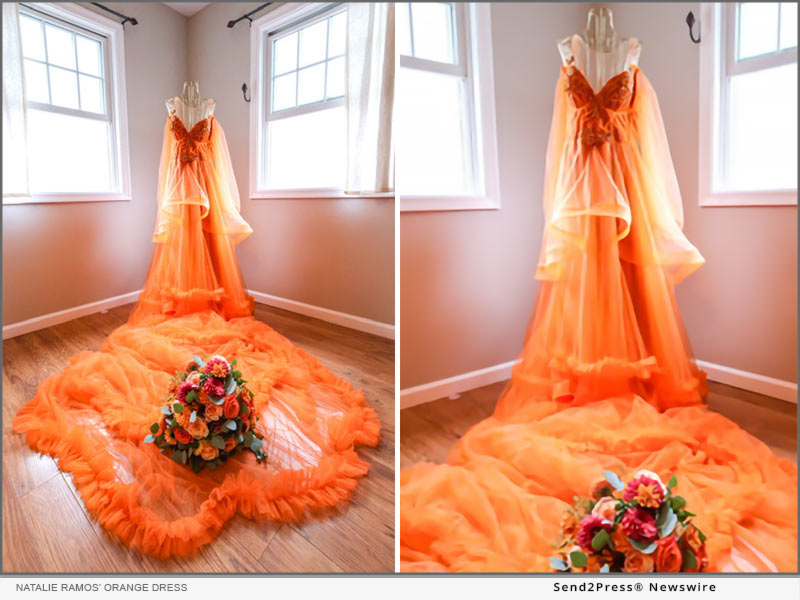 Natalie Ramos orange dress