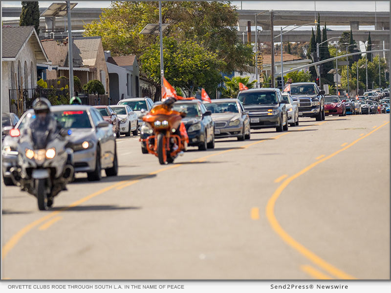 Low riders, bikers and members of Corvette clubs rode through South Los Angeles in the name of peace