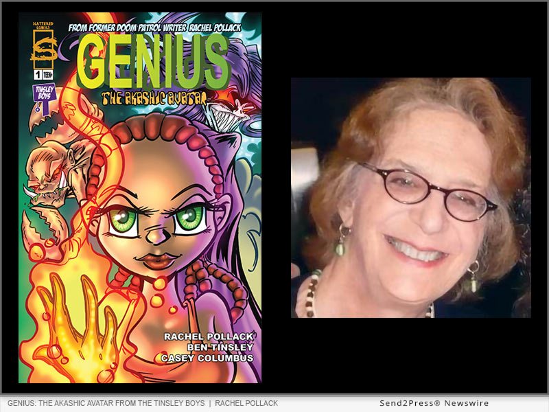 Cover of GENIUS: The Akashic Avatar from the Tinsley Boys umbrella of Scattered Comics, and Rachel Pollack