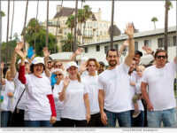 Volunteers gathered at the Church of Scientology to set out on their monthly Hollywood cleanup.