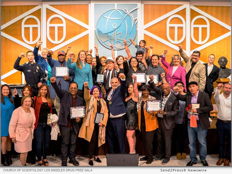 Those awarded at the Church of Scientology Los Angeles Drug-Free Gala for their work to help youth avoid drug abuse and addiction