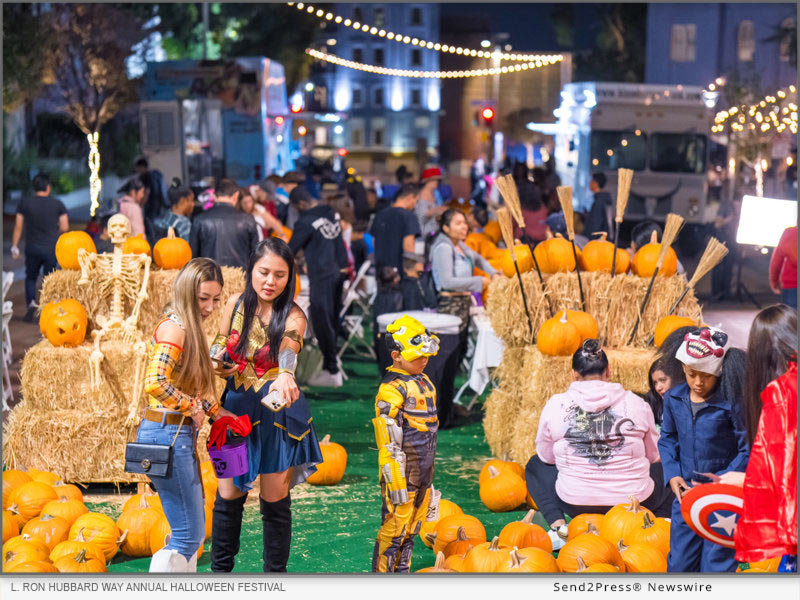 Thousands filled L. Ron Hubbard Way for the annual Halloween extravaganza by the Church of Scientology Los Angeles