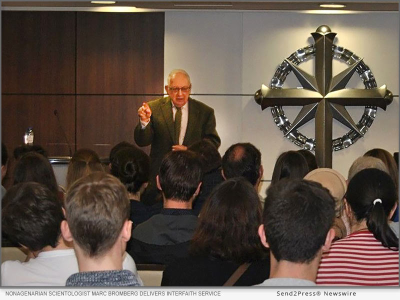 Nonagenarian Jewish Scientologist Marc Bromberg delivers interfaith service