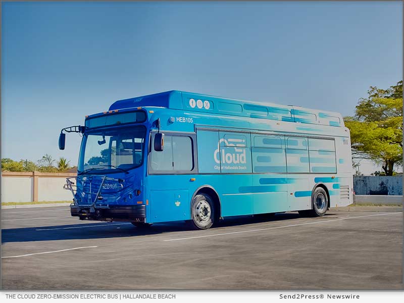 The Cloud zero-emission Electric Bus at Hallandale Beach Florida