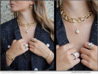 This photo is from AGS member Exclusively Diamonds, who is participating in Find a Jeweler Week, featuring layers of bold gold links, sparkling diamond bangles, and statement rings.