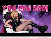 GALAXY 360 COMIC ART - main character, Illumina (played by Anna Fishbeyn), tells the audience that they can BOO the male contestants in the beauty pageant in 2195.