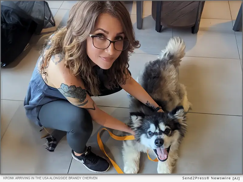 Kronk arriving in the USA alongside of Brandy Cherven, Co-Founder and CEO of Run 2 The Rescue