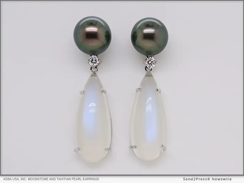 ASBA USA, Inc. Moonstone and Tahitian Pearl Earrings