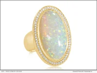 Australian Opal Ring set in 18K yellow Gold by Parle Jewelry Designs