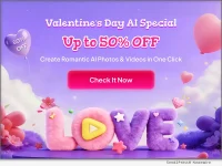 Edimakor Valentine's Day Sale 2026: Express Your Love with AI, Up To 50-percent OFF