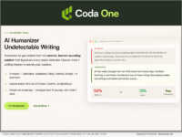 Before and after: Coda One's AI Humanizer drops a detection score from 56% to 12% in one click.