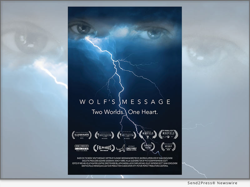 "Wolf's Message," an award-winning documentary on spiritual consciousness, showcases its latest accolades on its updated promotional poster