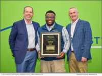 (L-R) Charles Furlough, President & CEO of Pillar To Post Home Inspectors; Jeremiah Adell, 2025 Rookie of the Year; Deron Ellis, Vice President of Field Operations.