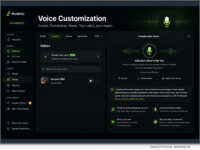 Voice customization feature interface allowing users to create AI-generated voice profiles from recorded audio, uploads, or Musicful-generated vocals.