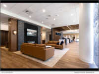 The completed lobby and customer lounge at Washington Trust Bank's Tower East Branch in downtown Spokane, designed by Hatch Interiors.