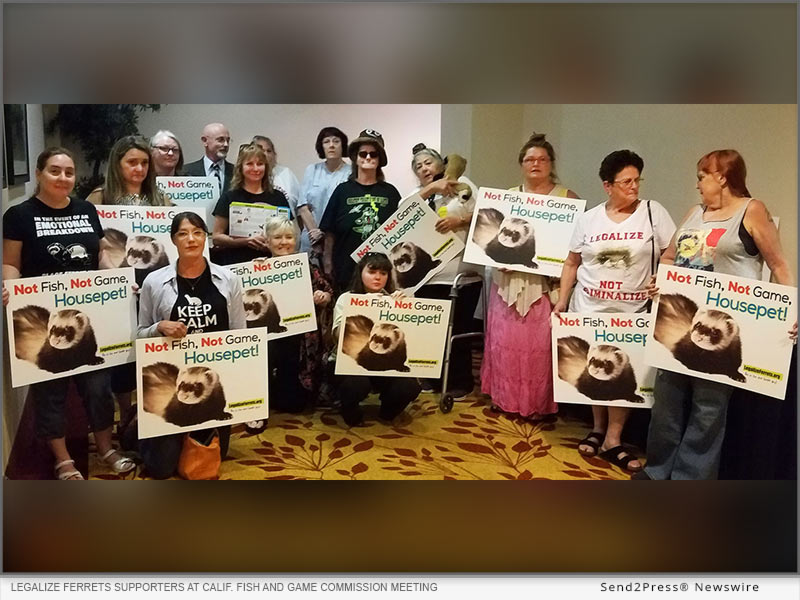 Supporters of LegalizeFerrets.org gather at a previous California Fish and Game Commission meeting to advocate for legalizing domestic ferrets as household pets in California