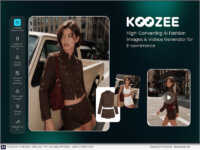Koozee combines apparel inputs, AI Model Virtual Try On and apparel video creation in one visual workflow. This image was created with A.I.