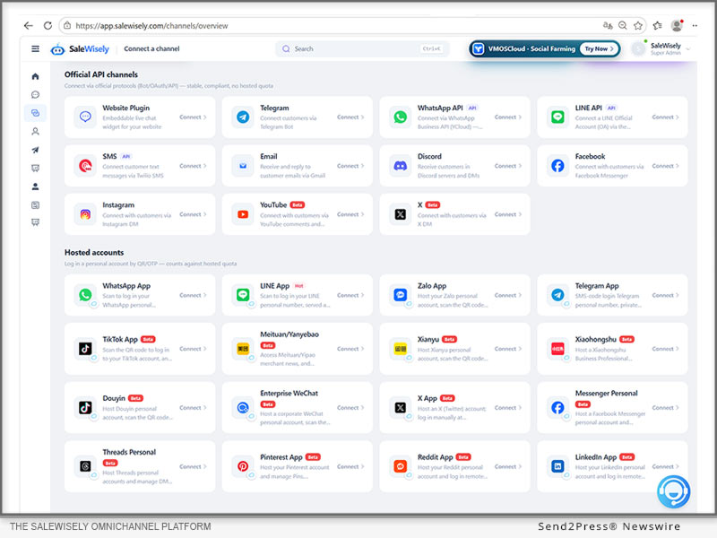 The SaleWisely omnichannel platform brings customer conversations across multiple messaging, social and digital channels together in one workspace