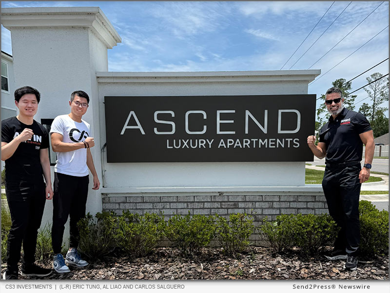 (L-R) Eric Tung, Al Liao and Carlos Salguero, Founder and President of CS3 Investments, at the newly acquired Infinite Clay Town Center in Clay County, Fla.