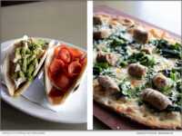 Italian Tacos, Sausage and Broccoli Rabe Flatbread, at Naples Flatbread Kitchen and Bar