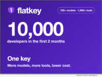 Flatkey passes 10,000 developers in its first two months with one key for 100 plus official AI models and 1,000 plus tools.