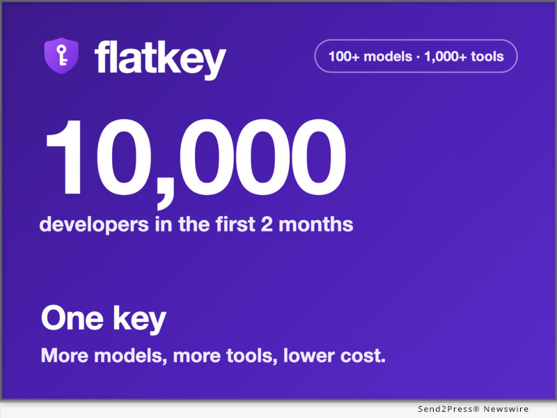 Flatkey passes 10,000 developers in its first two months with one key for 100 plus official AI models and 1,000 plus tools.