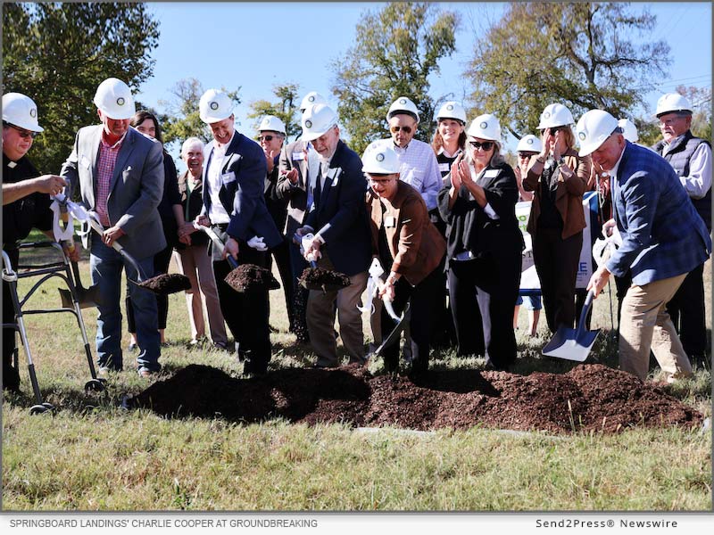 Springboard Landings' Founder Charlie Cooper and District 22 Council Member Sheri Weiner are joined by the nonprofit's Board of Directors for the groundbreaking.